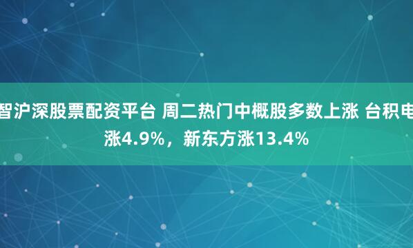 智沪深股票配资平台 周二热门中概股多数上涨 台积电涨4.9%，新东方涨13.4%