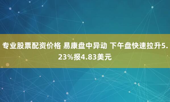 专业股票配资价格 易康盘中异动 下午盘快速拉升5.23%报4.83美元