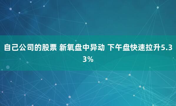 自己公司的股票 新氧盘中异动 下午盘快速拉升5.33%